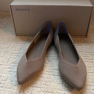 Rothy's Women's Portobello Brown Flats with Blue Accents NEW